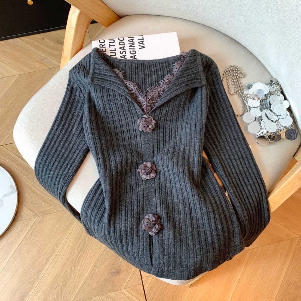 Lace knitted sweater winter shirts for women