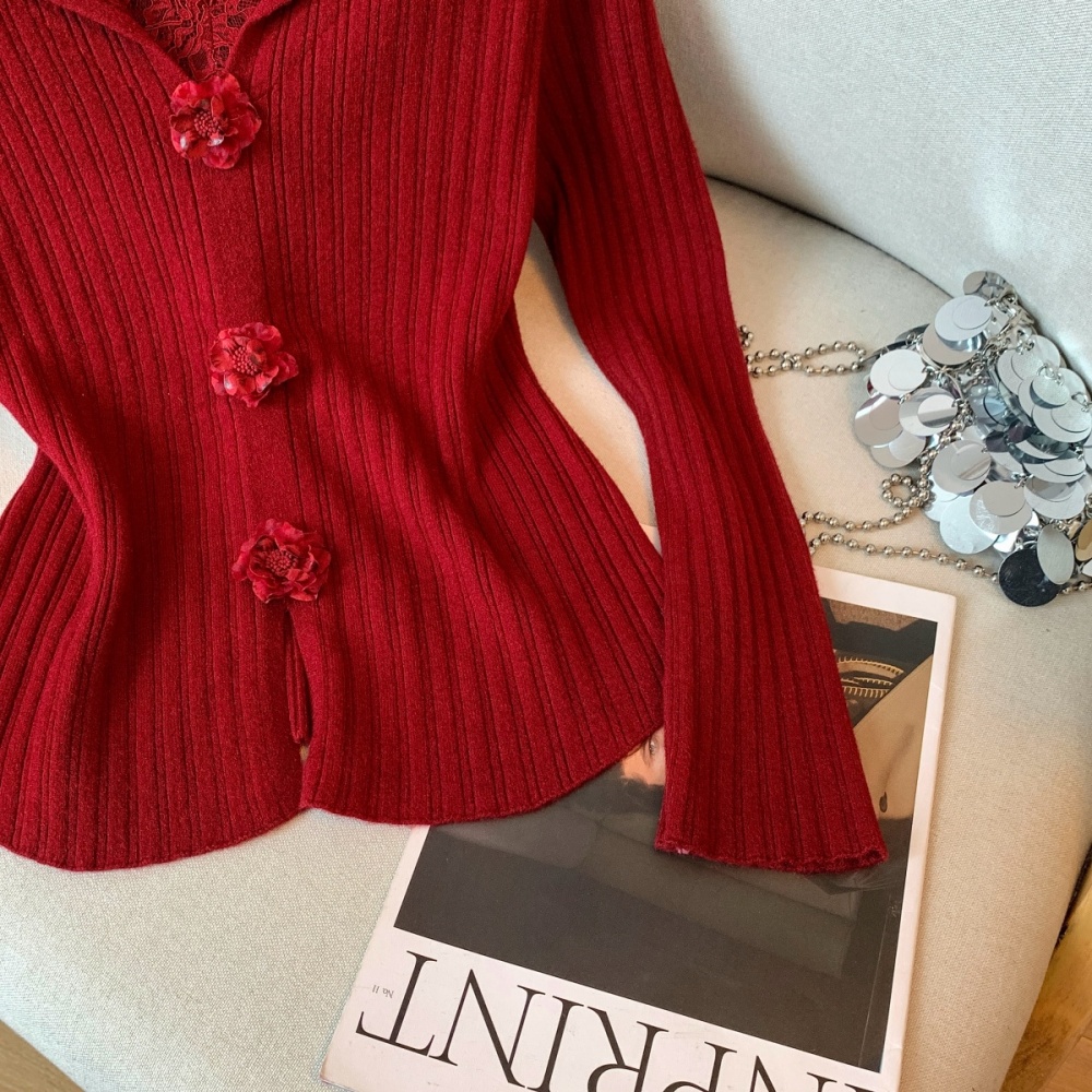 Lace knitted sweater winter shirts for women