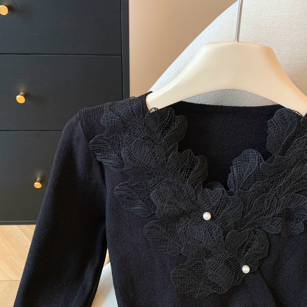 V-neck slim tops temperament winter sweater