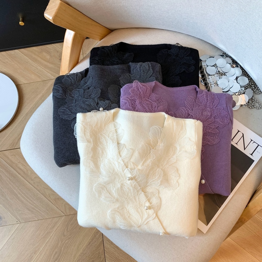 V-neck slim tops temperament winter sweater