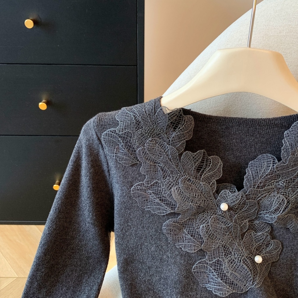 V-neck slim tops temperament winter sweater