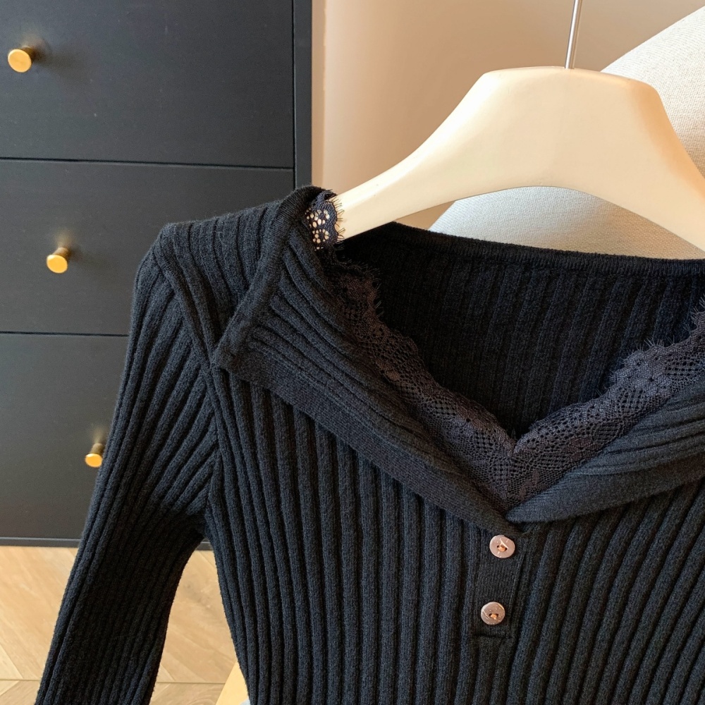 Inside the ride slim V-neck lace niche sweater