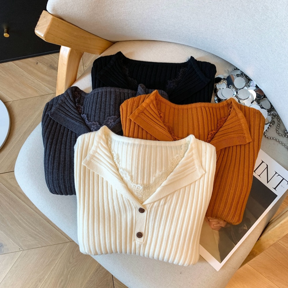 Inside the ride slim V-neck lace niche sweater