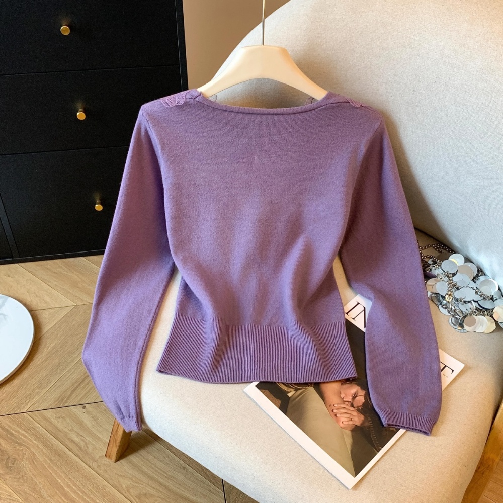 Inside the ride slim tops lace long sleeve sweater