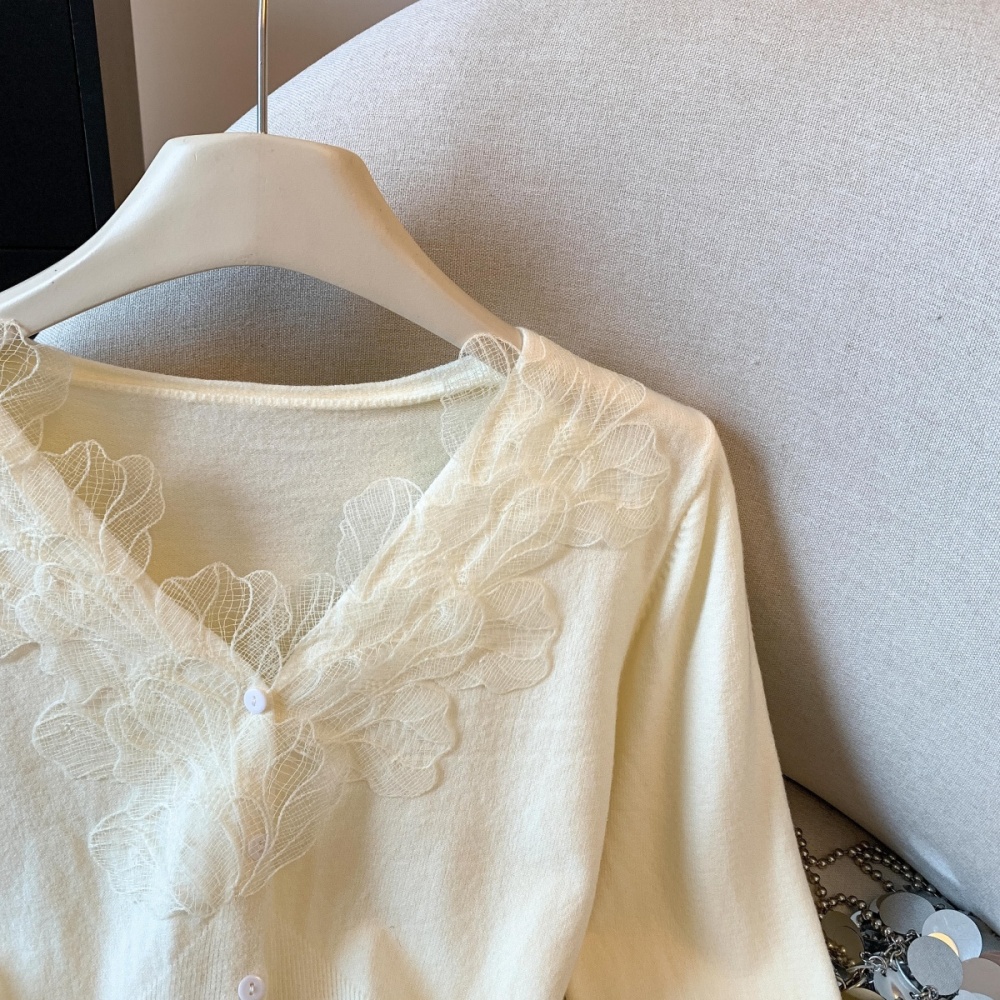 Inside the ride slim tops lace long sleeve sweater