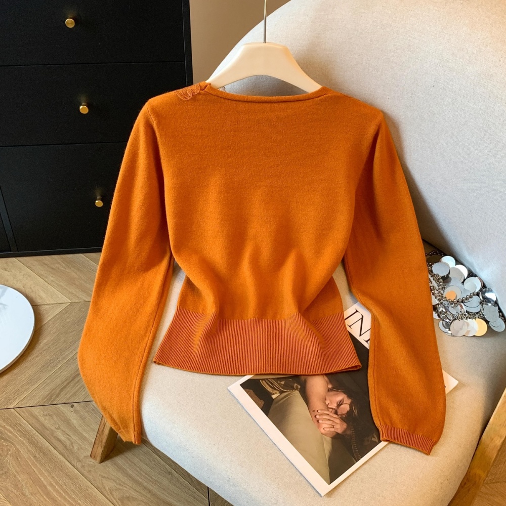 Inside the ride slim tops lace long sleeve sweater