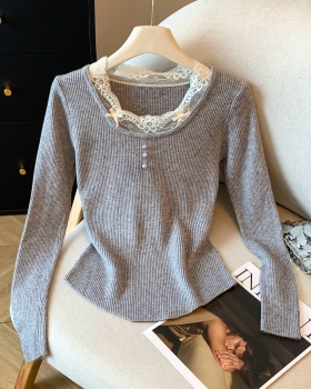 Enticement lace unique sweater long sleeve slim tops