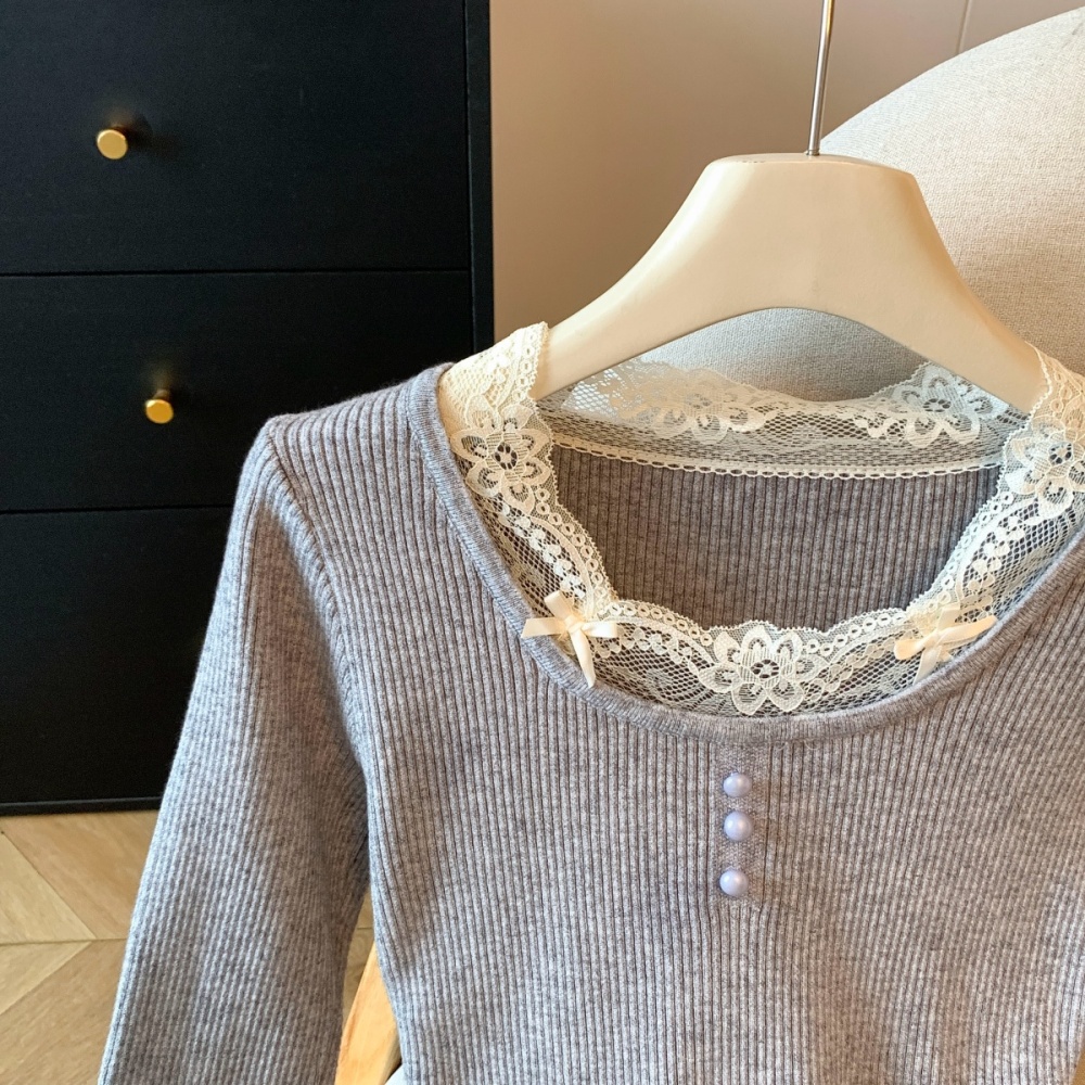 Enticement lace unique sweater long sleeve slim tops