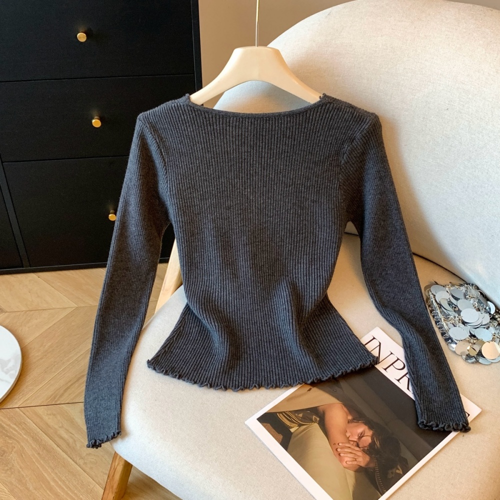 France style splice winter lapel tender sweater for women