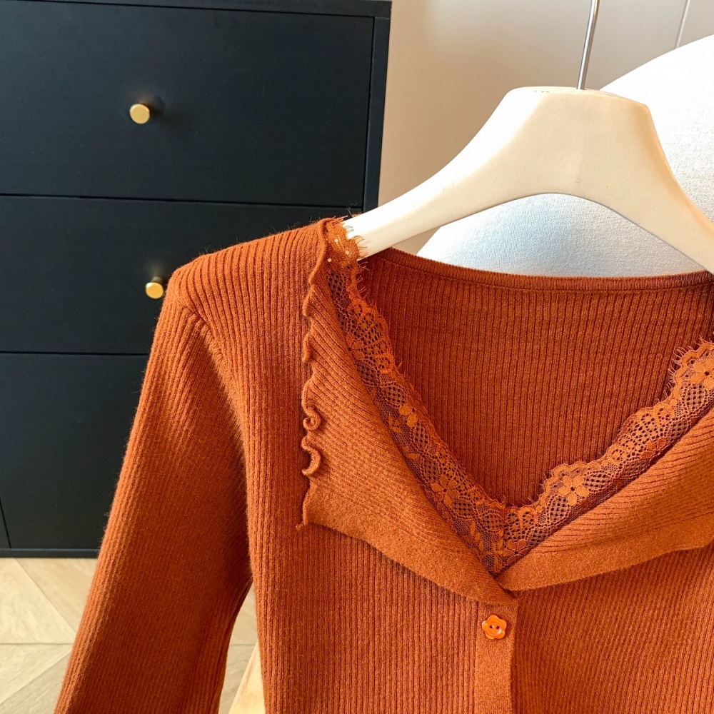 France style splice winter lapel tender sweater for women