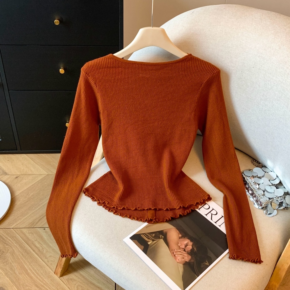 France style splice winter lapel tender sweater for women