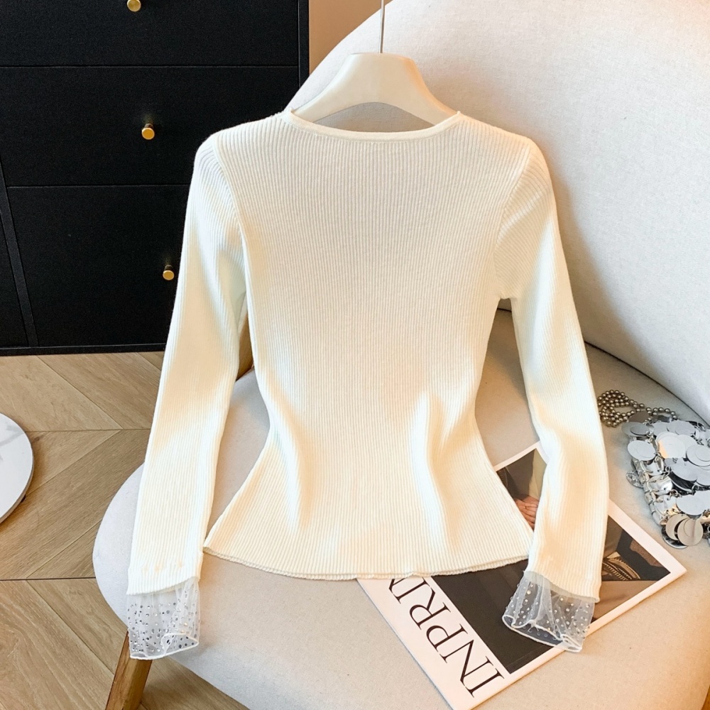 V-neck bottoming tops Korean style T-shirt for women