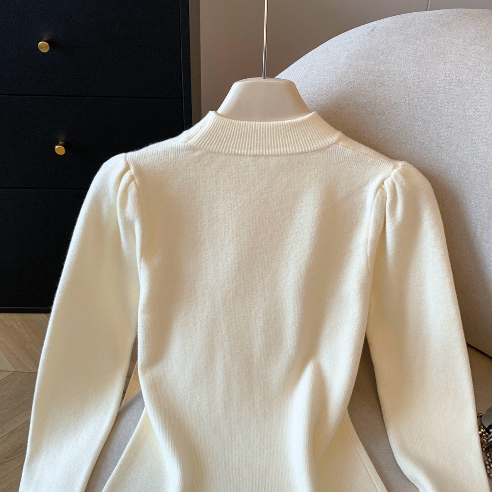 Winter bow sweater beading long sleeve tops for women