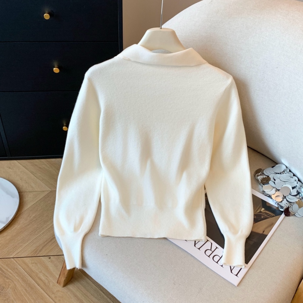 Knitted unique coat bow niche tops for women