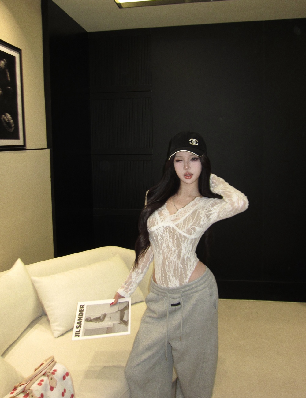 Wear enticement V-neck shirts lace spring leotard for women