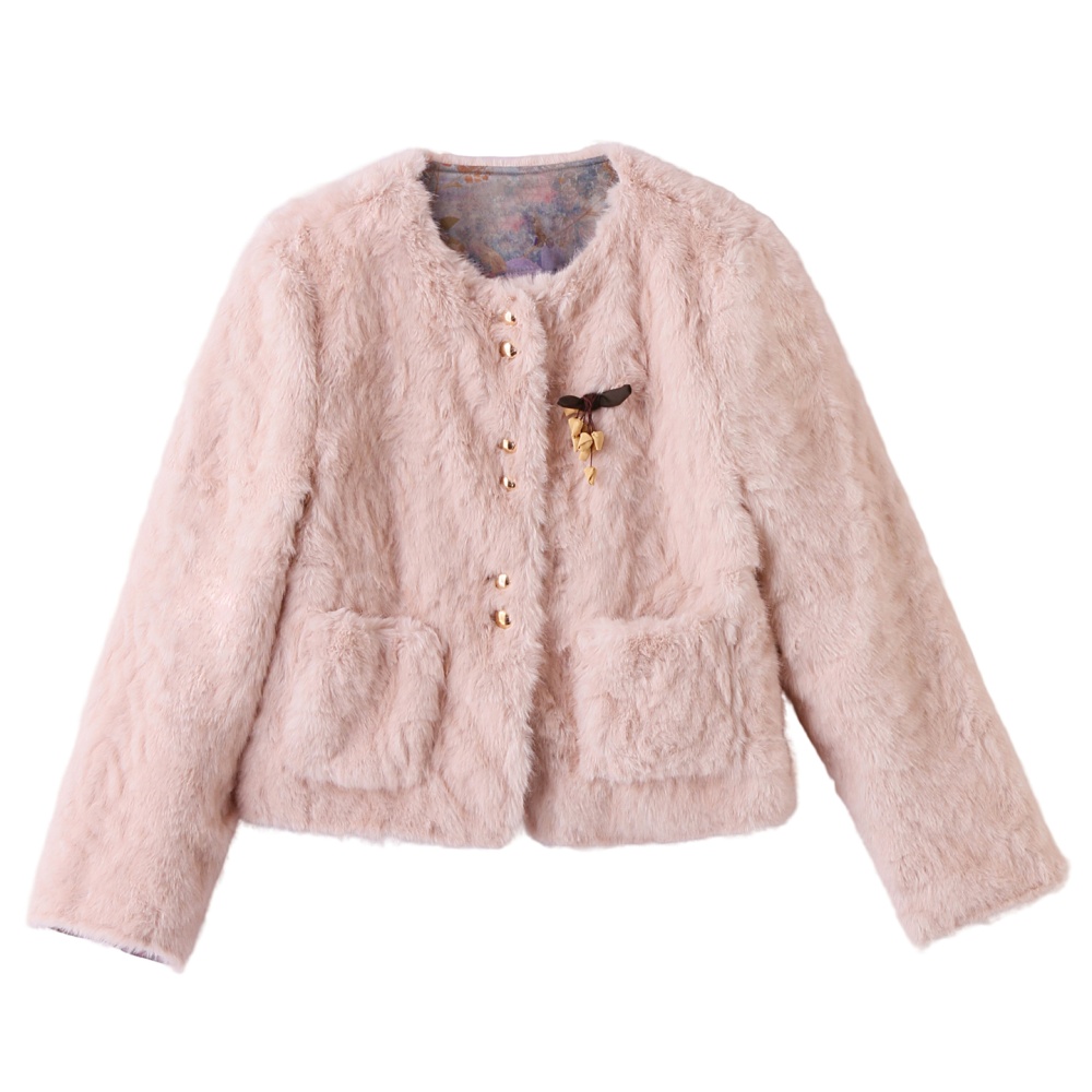 Winter wear tops with corsage Chinese style fur coat