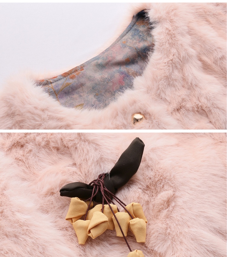 Winter wear tops with corsage Chinese style fur coat