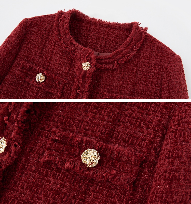 Autumn and winter long skirt chanelstyle coat a set