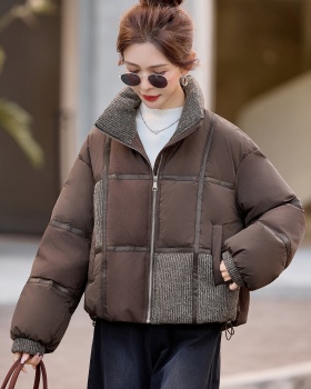 Short mixed colors coat splice down coat