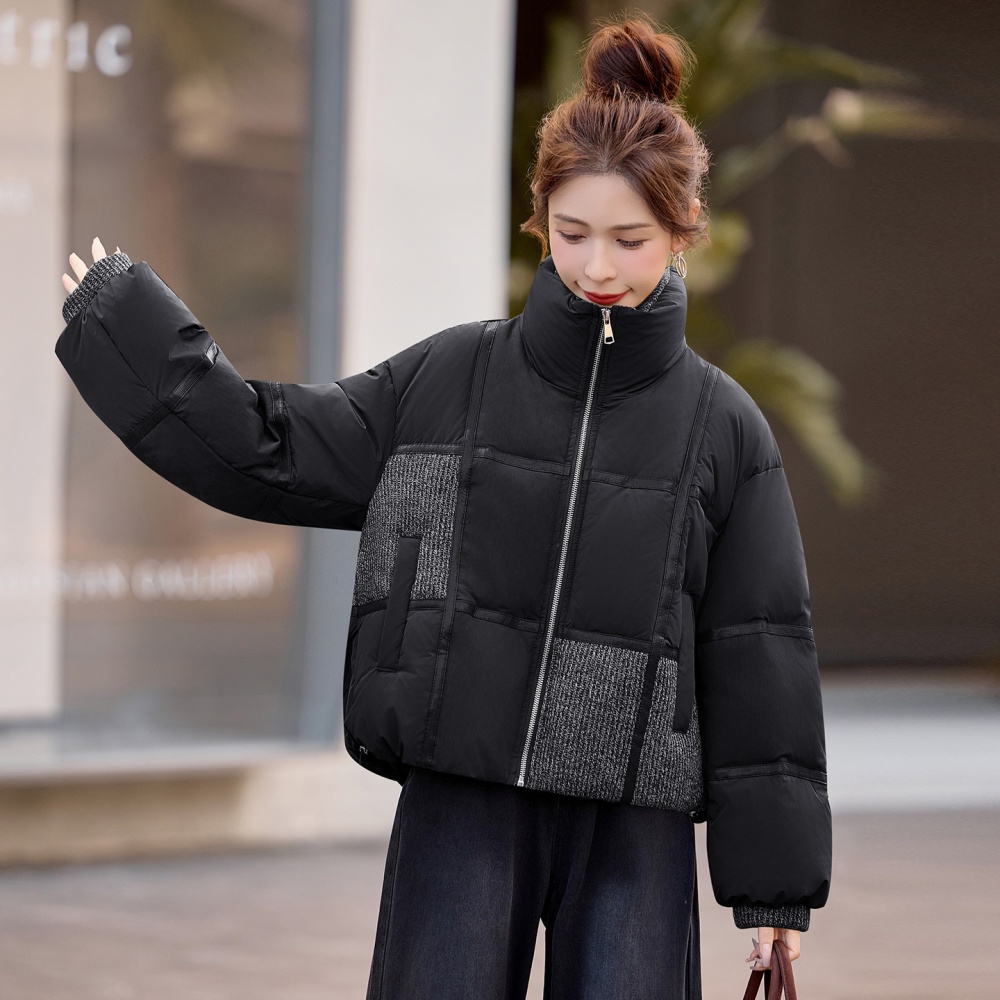 Short mixed colors coat splice down coat