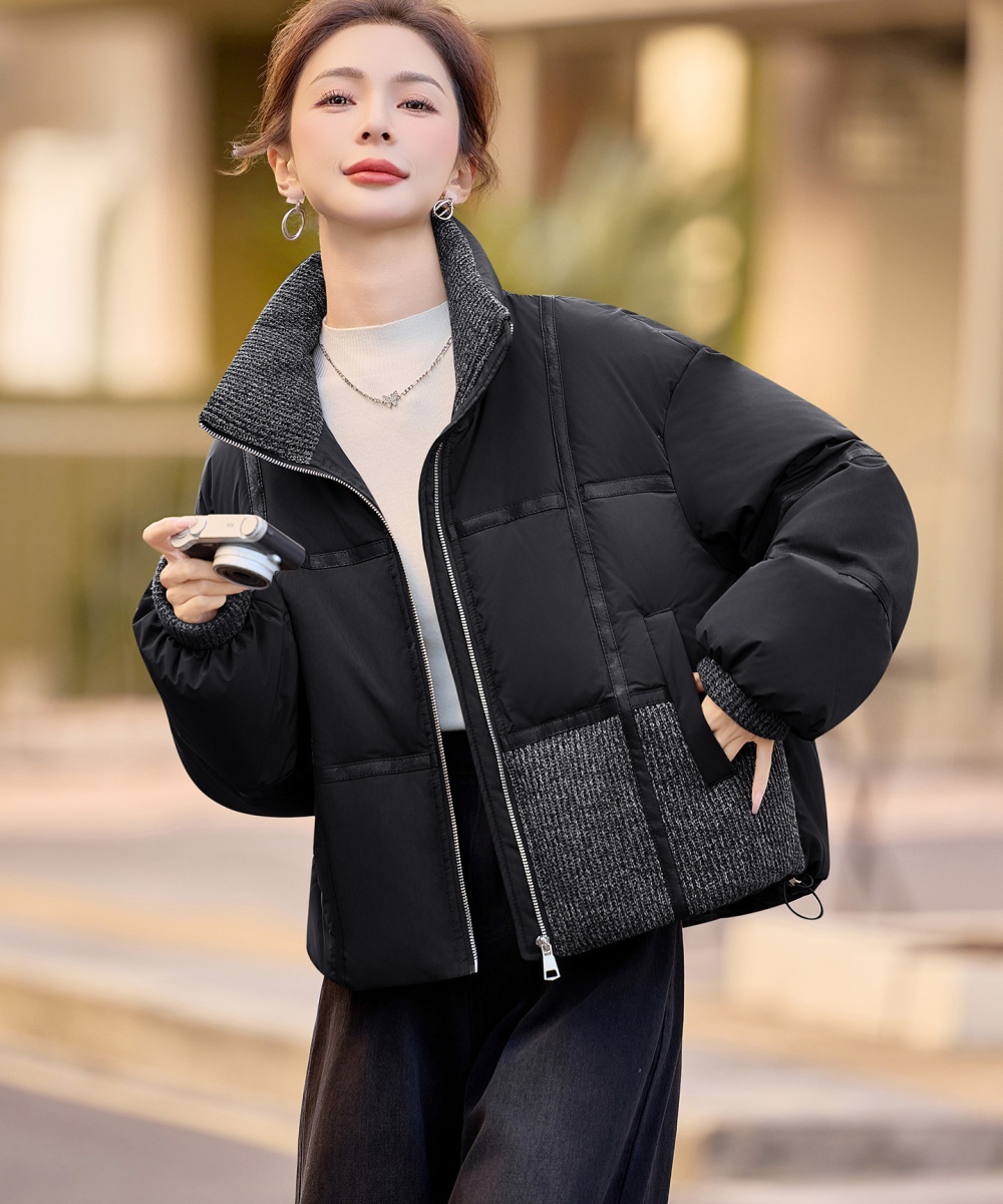 Short mixed colors coat splice down coat