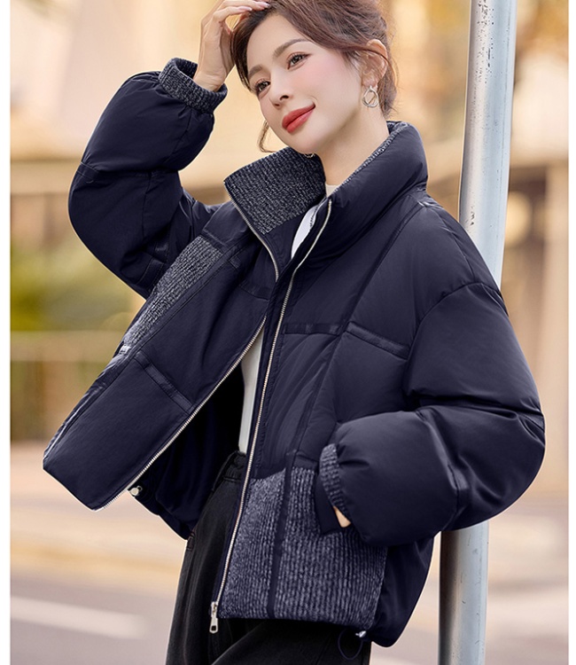 Short mixed colors coat splice down coat