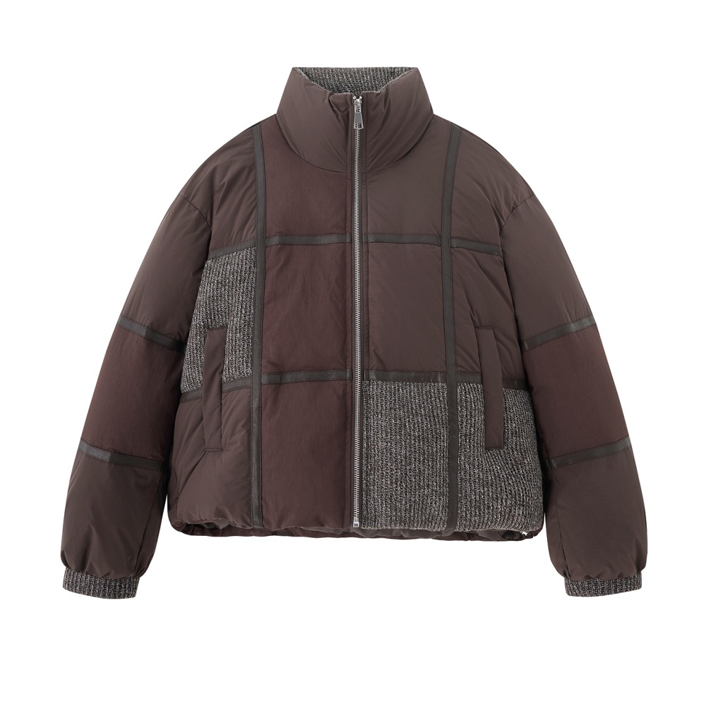 Short mixed colors coat splice down coat