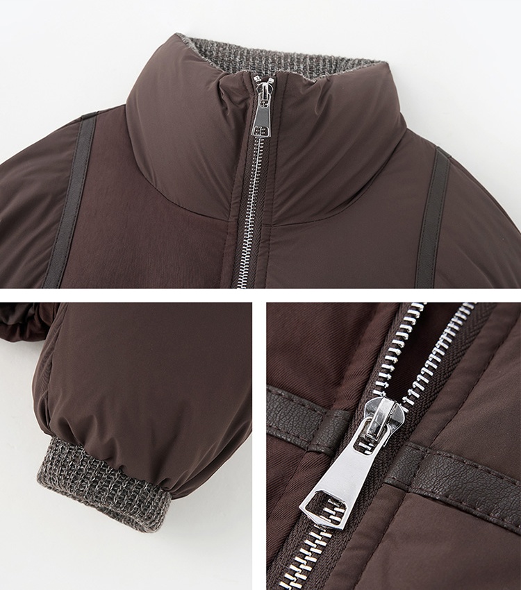 Short mixed colors coat splice down coat