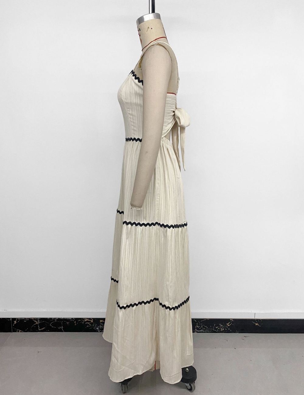 Bow sweet dress splice vacation strap dress