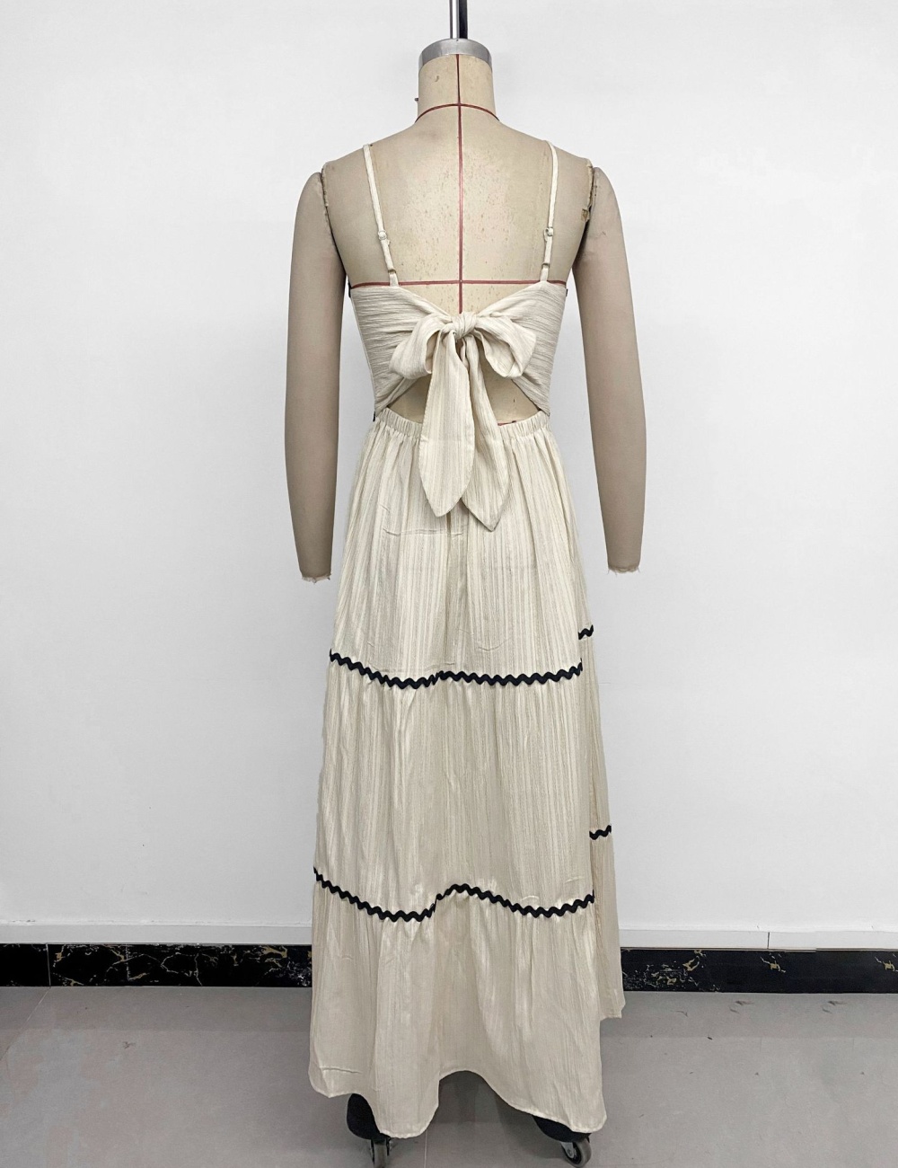 Bow sweet dress splice vacation strap dress