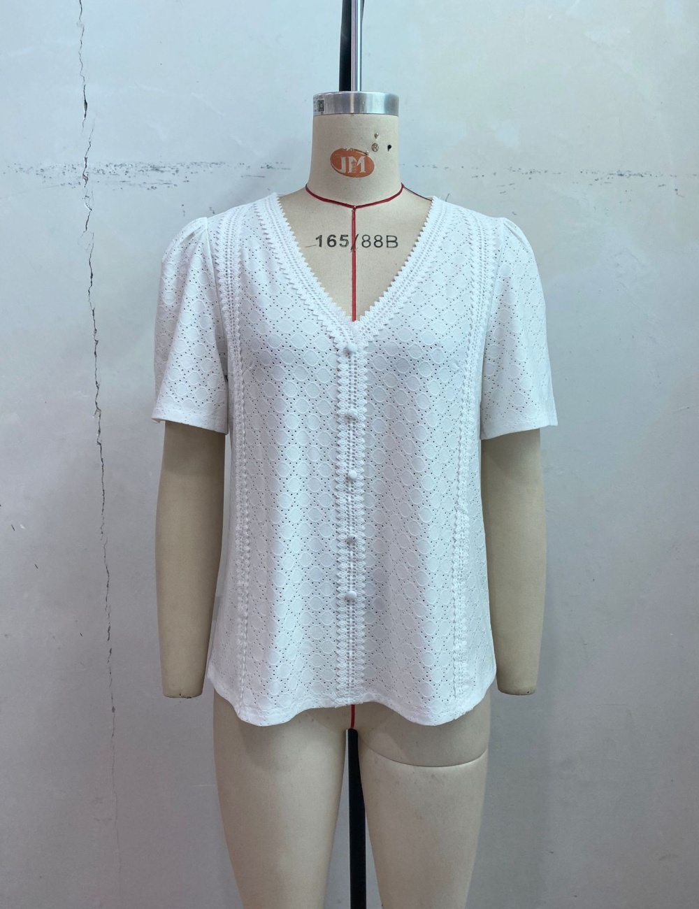 Summer lace Casual splice European style V-neck shirt