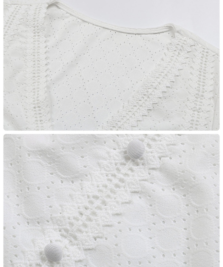 Summer lace Casual splice European style V-neck shirt