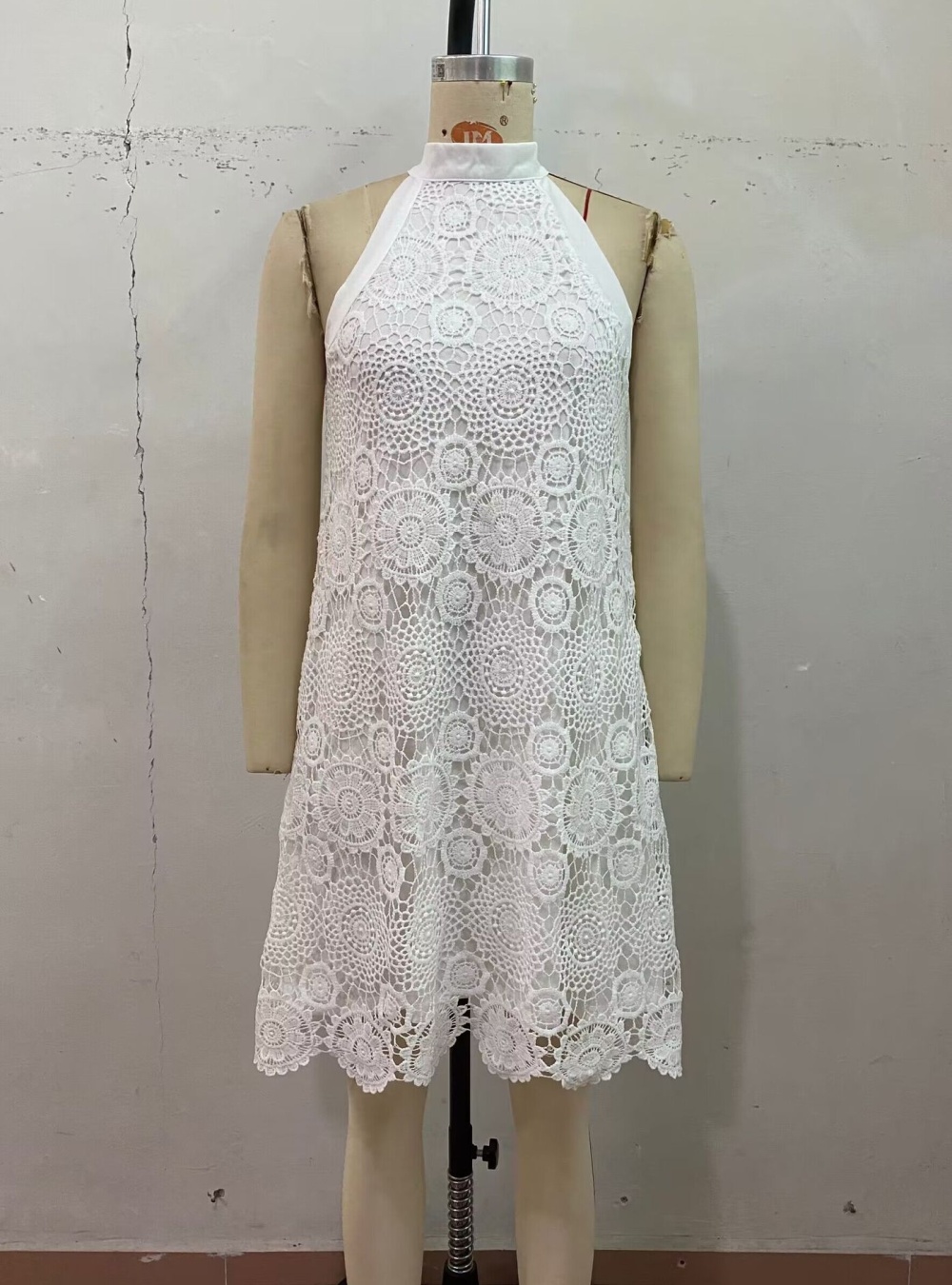 Halter summer sleeveless European style white sweet dress