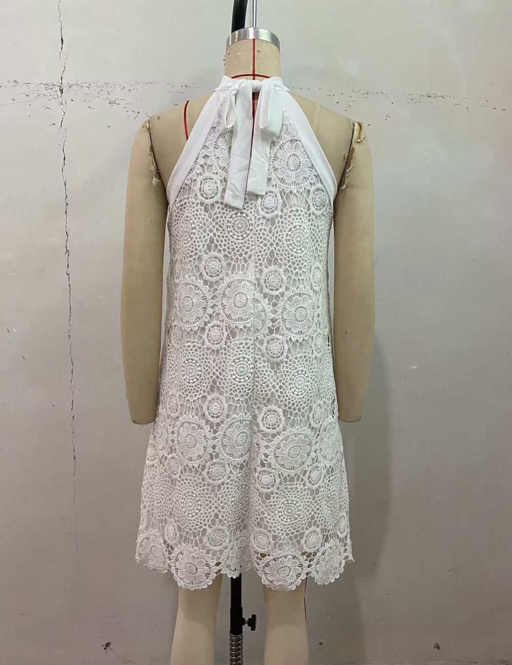 Halter summer sleeveless European style white sweet dress