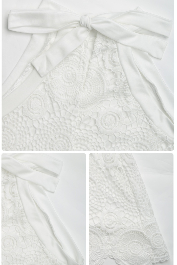 Halter summer sleeveless European style white sweet dress