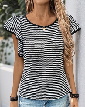 European style all-match stripe summer T-shirt