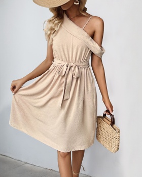 Light asymmetry pure elegant jacquard strapless dress