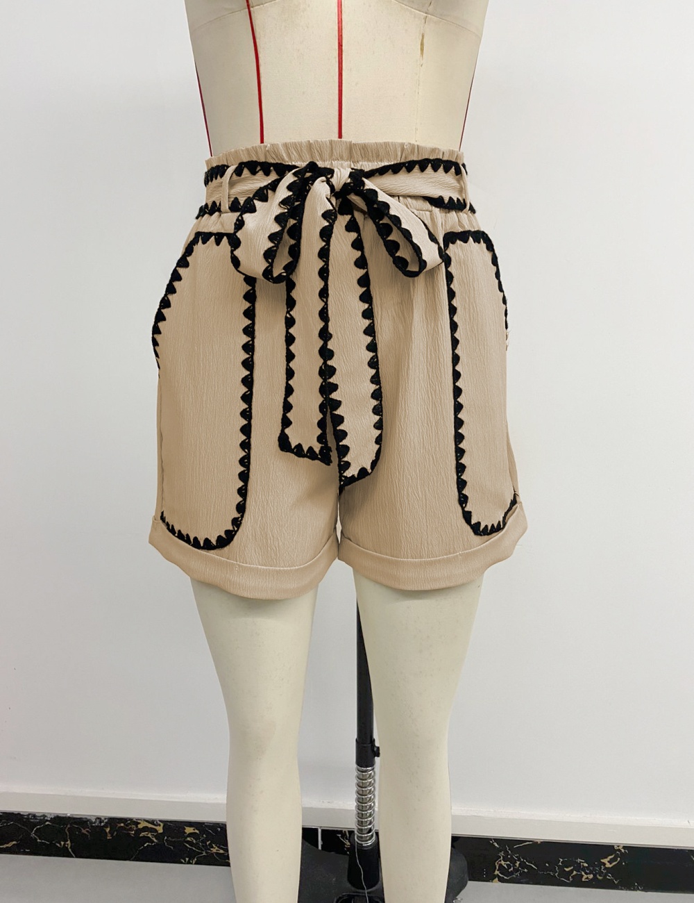 Vacation high waist bow frenum Casual loose shorts