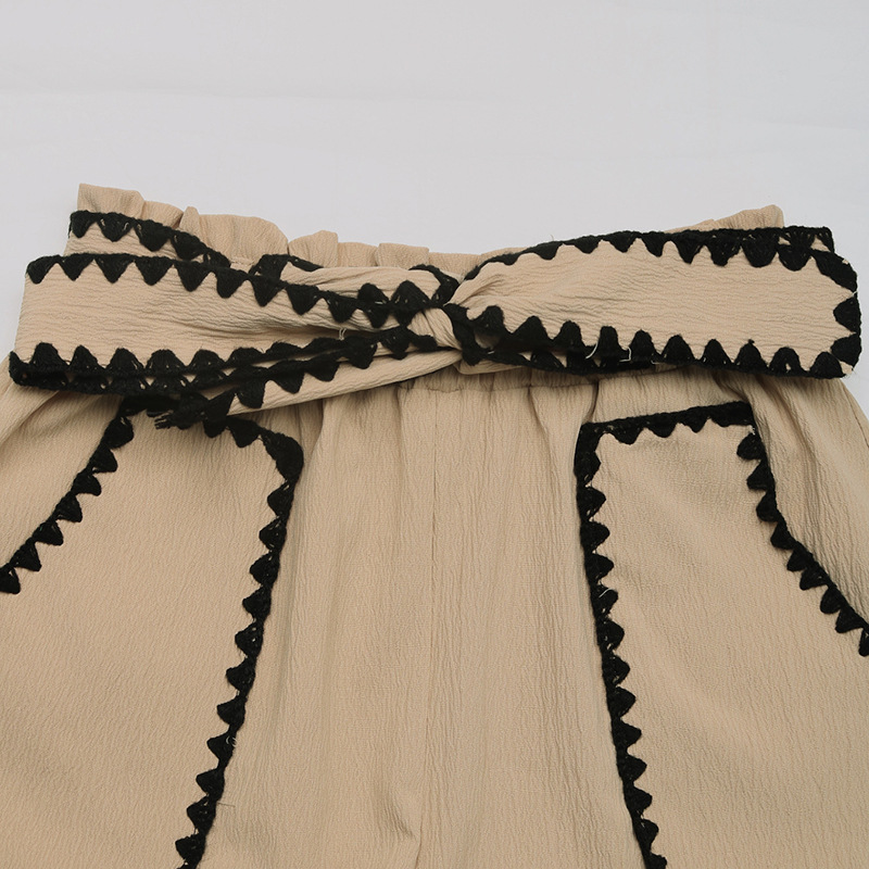 Vacation high waist bow frenum Casual loose shorts