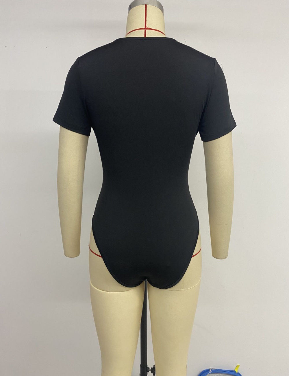 Splice Casual black summer lace V-neck all-match leotard