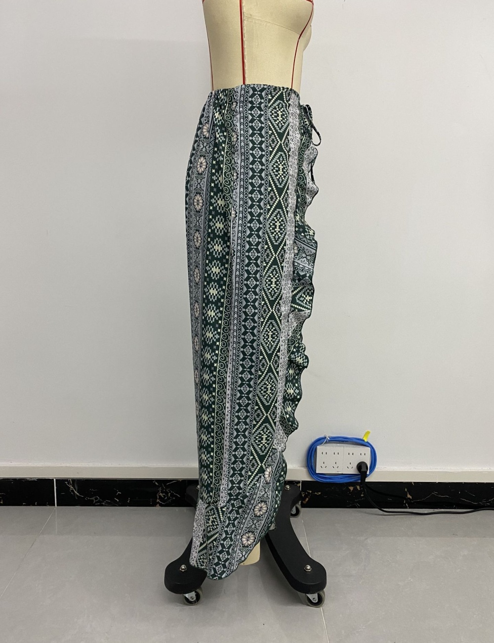 European style vacation irregular split wide leg pants