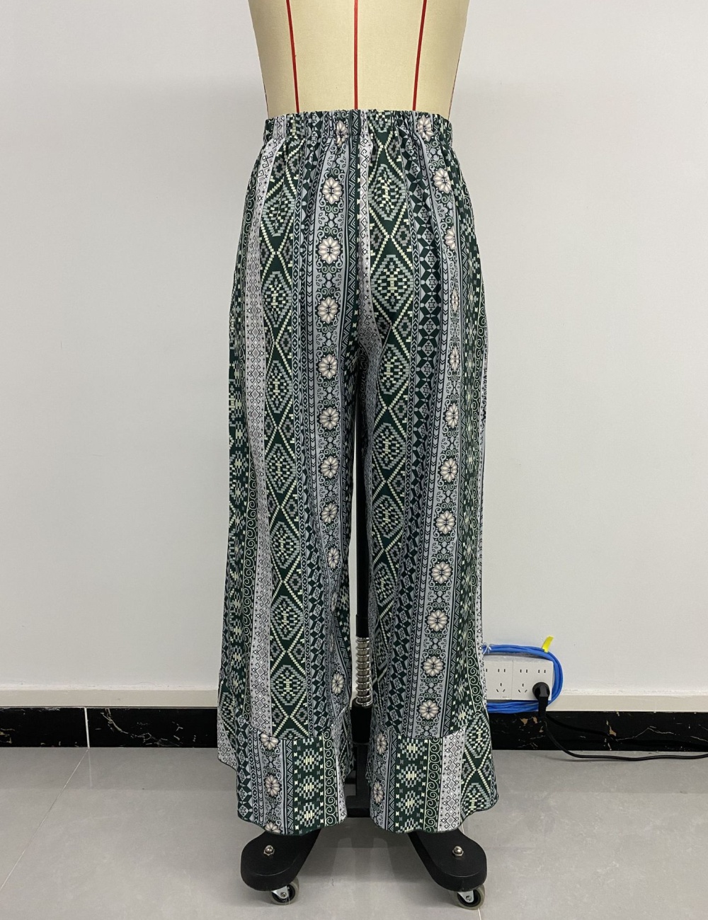 European style vacation irregular split wide leg pants