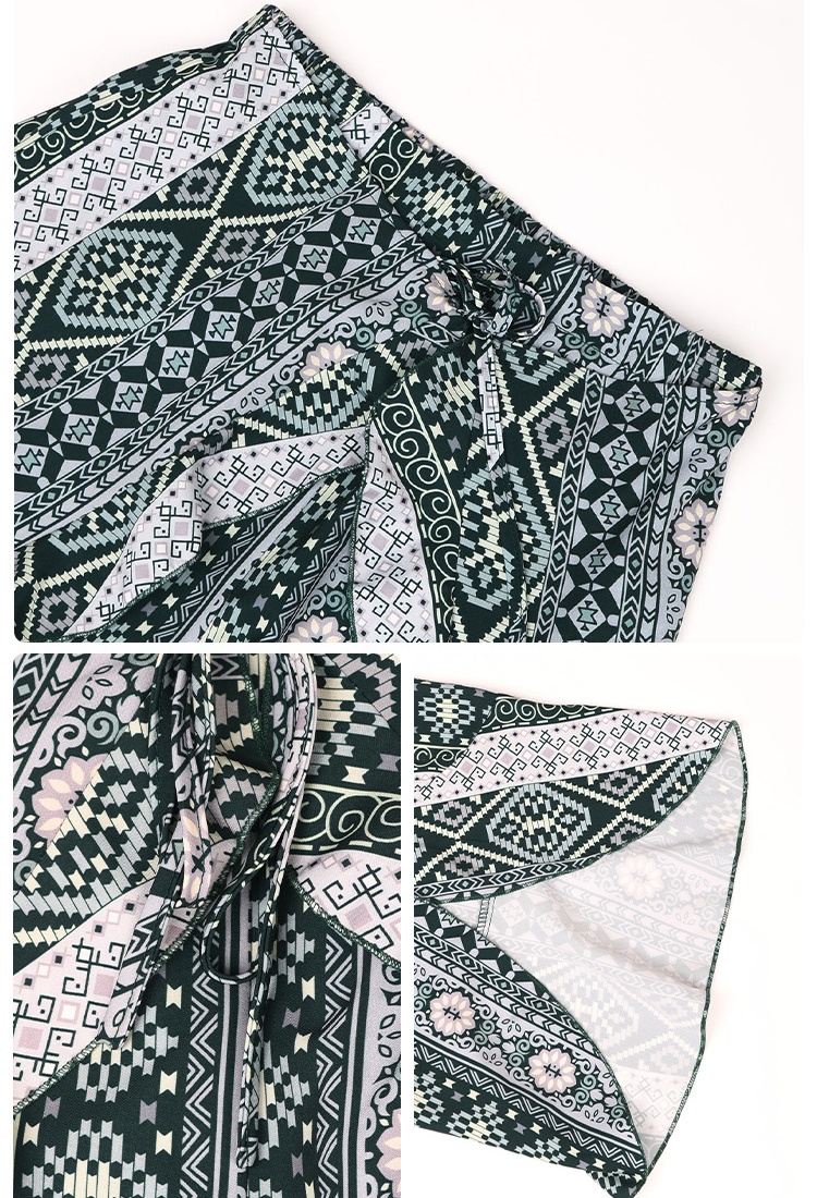 European style vacation irregular split wide leg pants