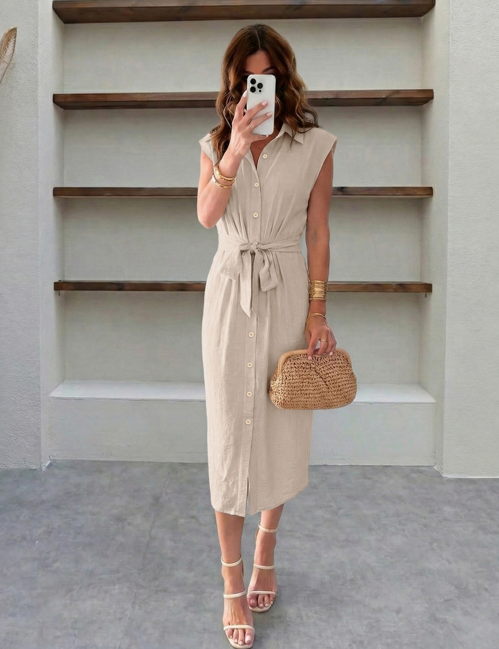 Summer vacation pinched waist pure elegant dress