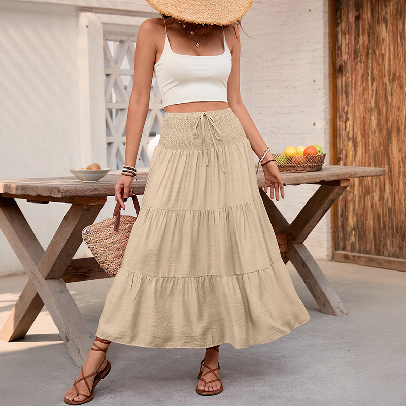 Casual European style big skirt vacation pure skirt