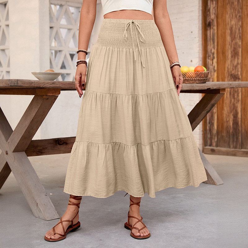 Casual European style big skirt vacation pure skirt