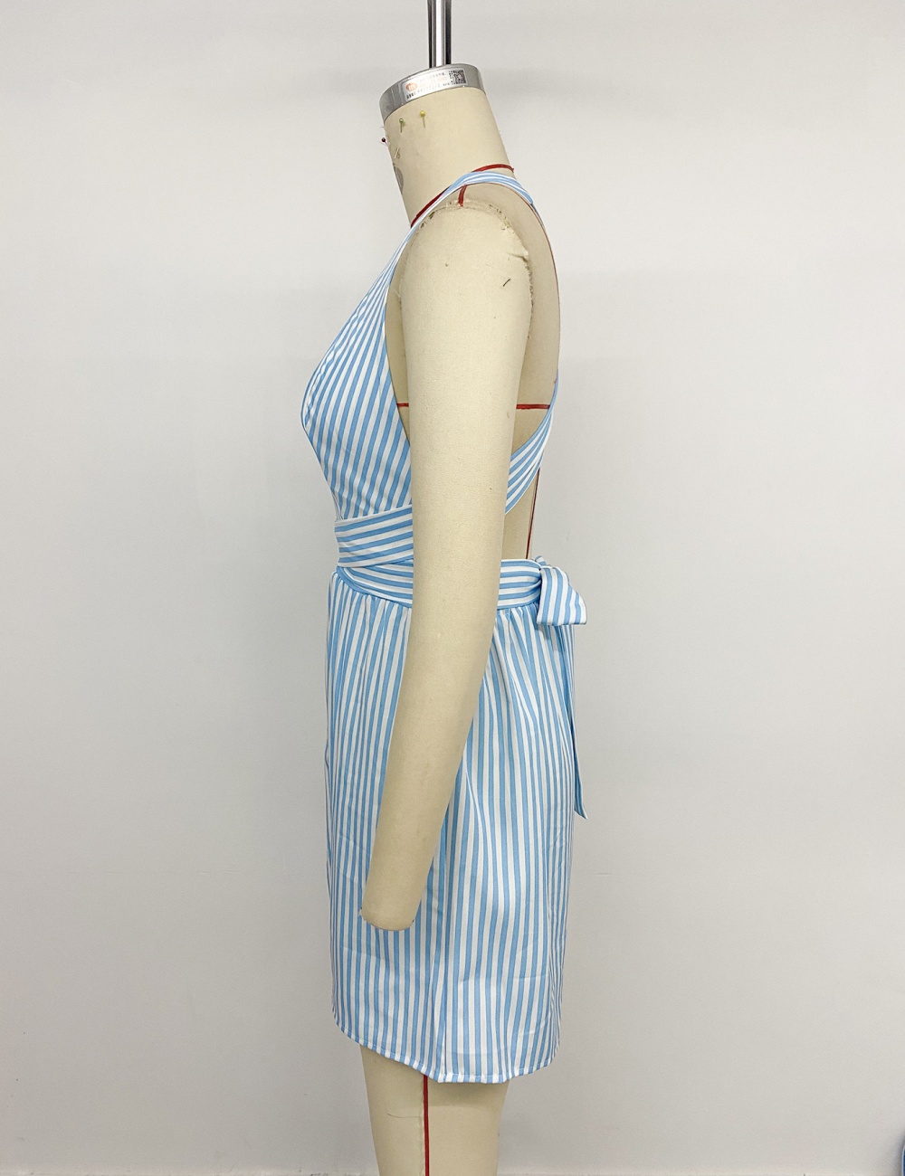 Halter conjoined stripe shorts summer vacation jumpsuit