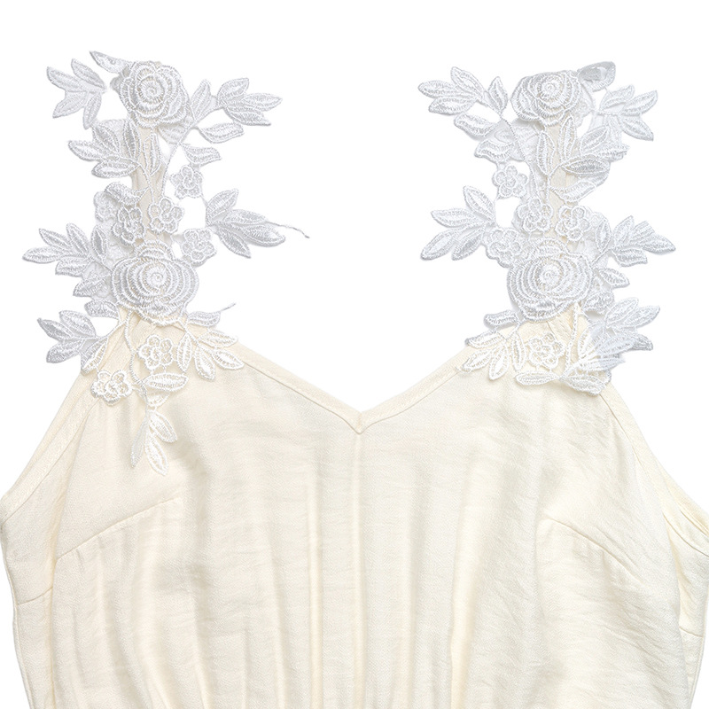 Pure light summer dress split sleeveless strap dress