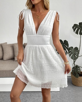 Shoulder strap V-neck T-back fresh summer dress