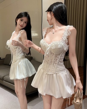 Splice sling bud skirt clipping lace tops a set